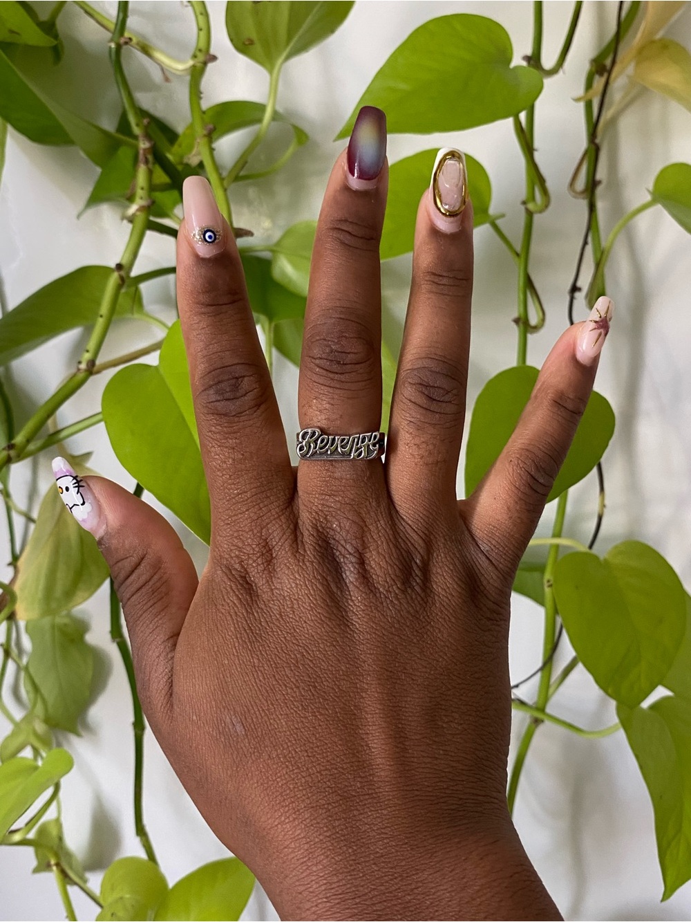 Sterling Silver 'Revenge' Script Ring - Silver